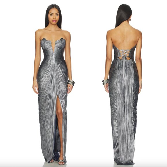 Maria Lucia Hohan Dresses & Skirts - Maria Lucia Hohan x REVOLVE Reina Maxi Dress in Nightfall Silver Strapless Gown